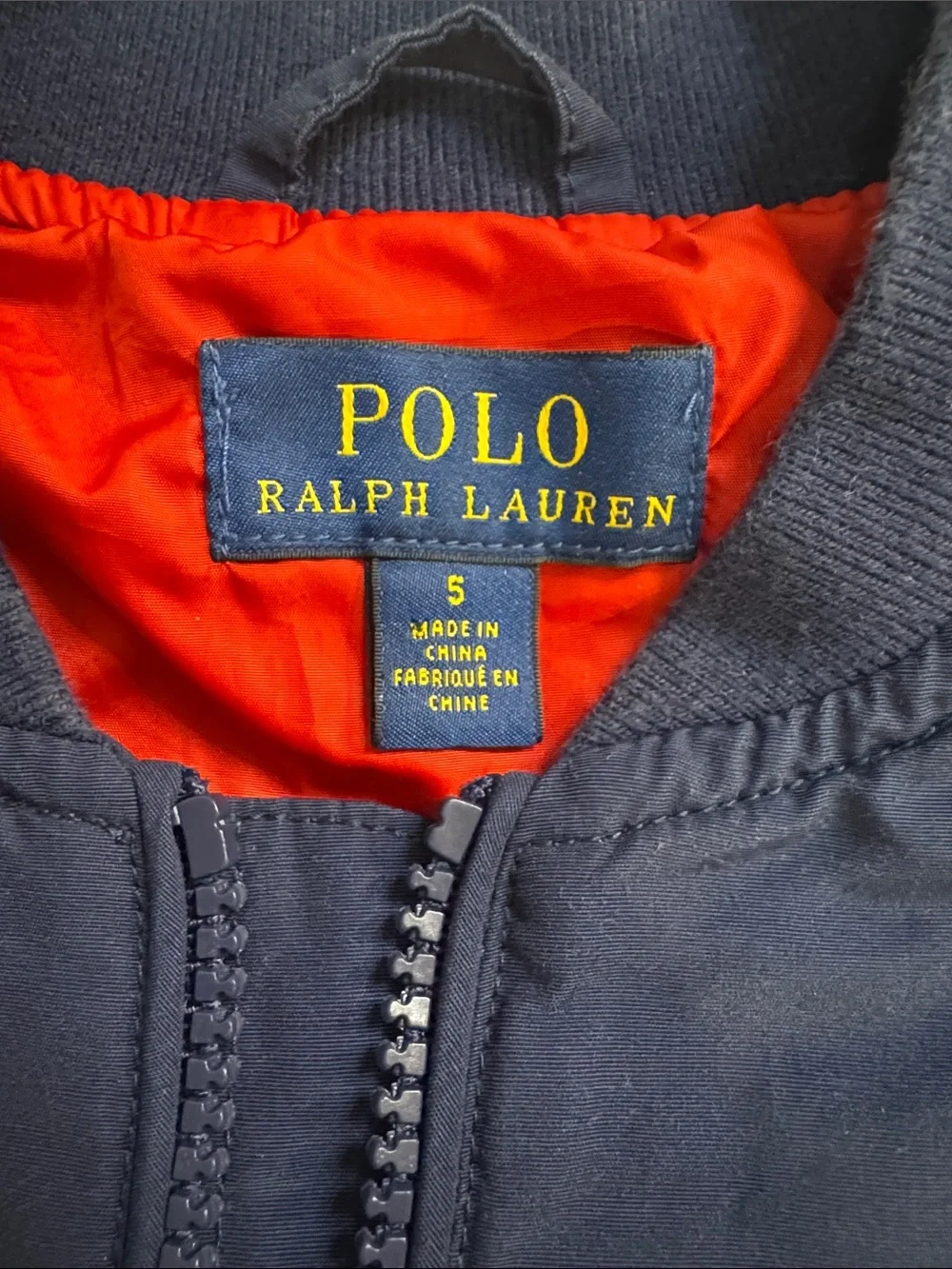 Polo by Ralph Lauren Navy Bomber Jacket with White Stripes
